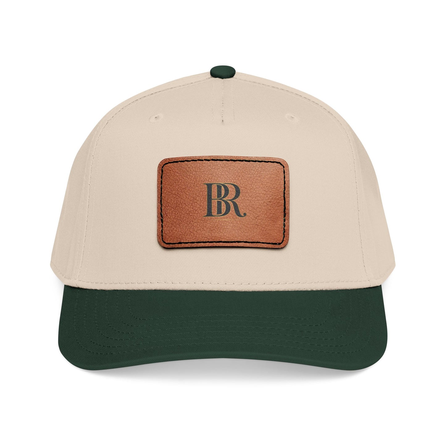 Mid Profile Baseball Cap with Leather Patch (Rectangle)